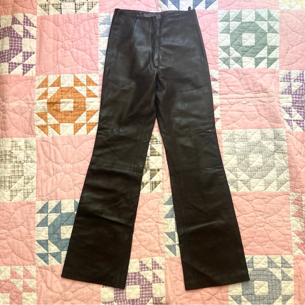 Vintage Salvatore Ferragamo Black Leather Pants